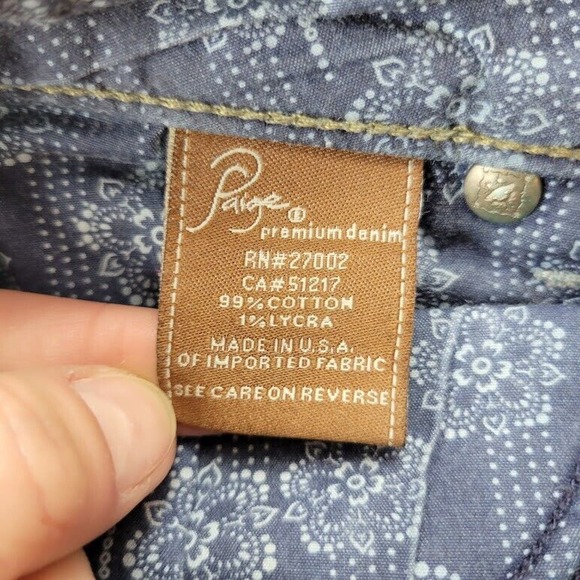 Paige Jeans Womens 27X30 Blue Straight Low Rise Dark Wash‎ Stretch Denim - Picture 12 of 14